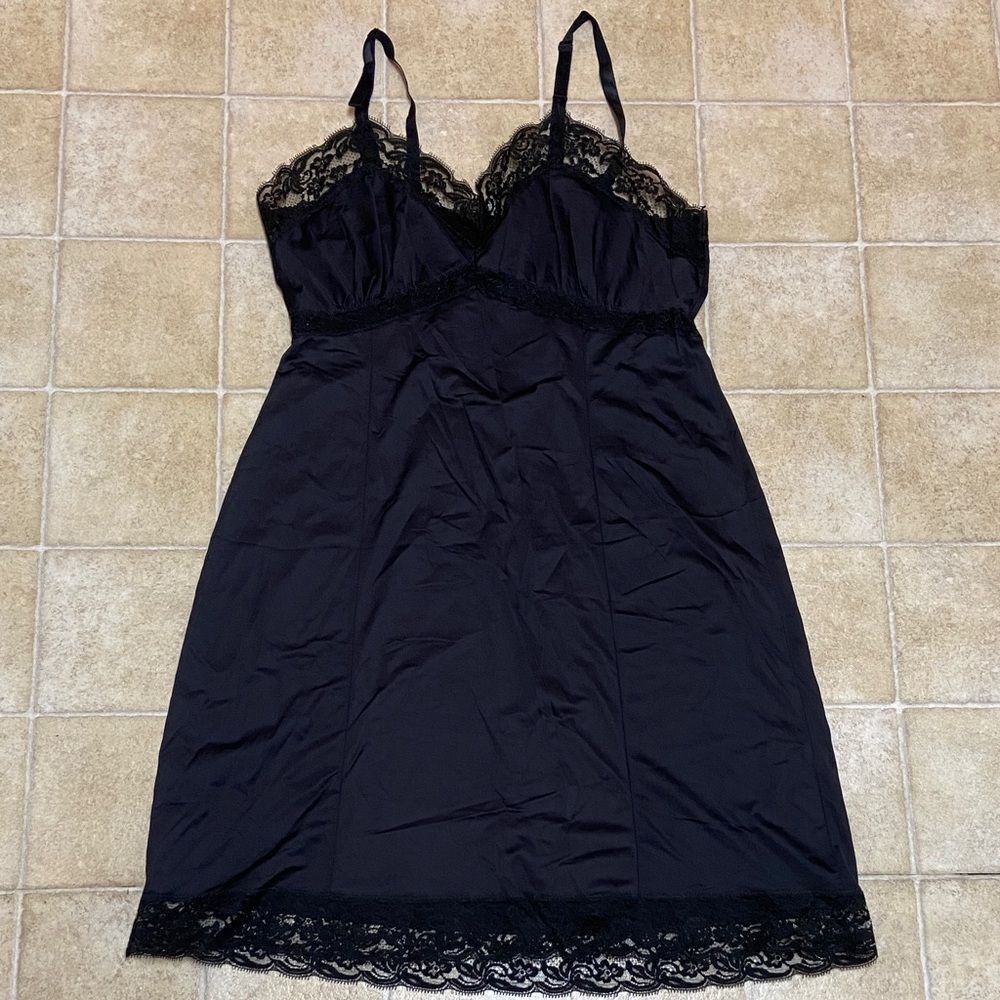 VTG,Gaymode Penney Elegant Black Lace Slip Dress Size 36